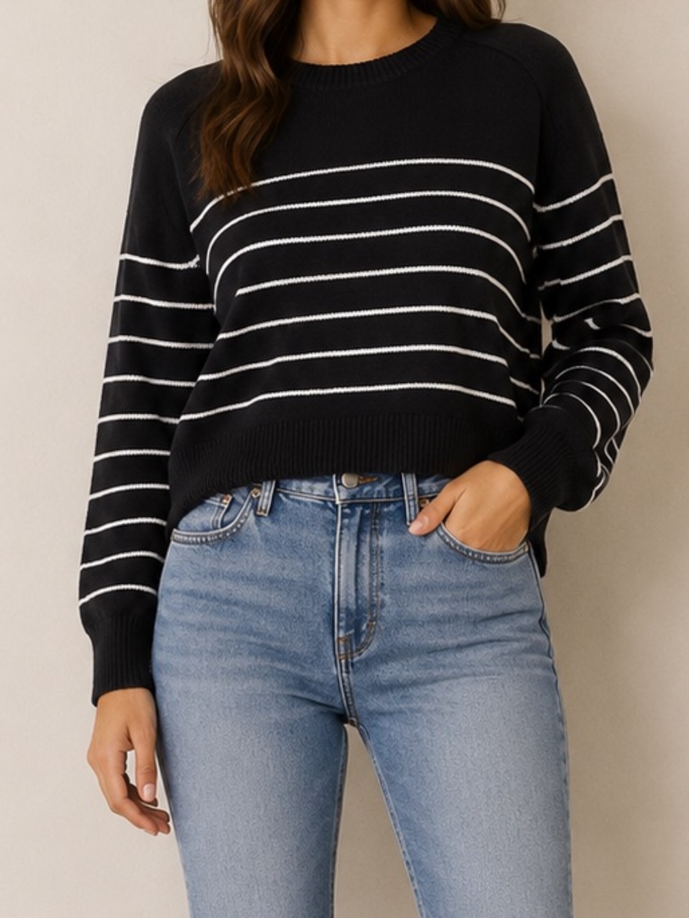 Abercrombie Striped Madeline Knit Crewneck Sweater XL